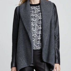 THEORY Laura Classical Leather Sleeve Blazer